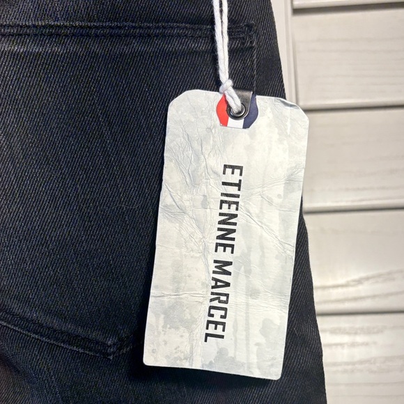 Etienne Marcel black jeans with black embellishments on front in ombre pattern - Picture 3 of 5